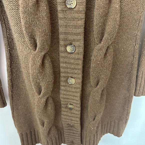 Vintage J McLaughlin cable knit long Cardigan Brown size S - Picture 6 of 10